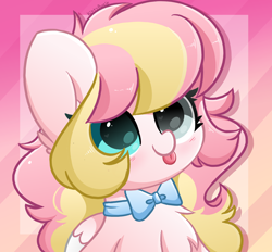 Size: 2800x2600 | Tagged: safe, artist:kittyrosie, derpibooru import, oc, oc only, pegasus, pony, chest fluff, cute, heterochromia, kittyrosie is trying to murder us, necktie, ocbetes, pegasus oc, tongue, tongue out