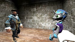 Size: 1280x720 | Tagged: safe, artist:fredrick2, derpibooru import, king sombra, princess celestia, princess luna, human, unicorn, 18th century, 3d, fort charles, gmod, good king sombra, pirate, port royal, team fortress 2, valve