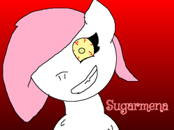 Size: 960x720 | Tagged: safe, artist:wonderwolf51, derpibooru import, oc, oc:sugar morning, bloodshot eyes, crazy eyes, crazy face, evil grin, faic, grin, psycho, smiling, sugarmena