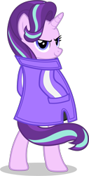 Size: 3317x6524 | Tagged: safe, artist:mlpmvguy, derpibooru import, starlight glimmer, pony, unicorn, absurd resolution, bipedal, clothes, female, jacket, mare, simple background, smiling, smug, solo, transparent background, vector, vest