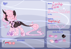 Size: 1000x700 | Tagged: safe, artist:llamad00dlez, derpibooru import, oc, oc:candy cave, oc:crystal reef, original species, aqua equos, reference sheet, solo