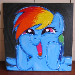 Size: 2000x2000 | Tagged: safe, artist:kp-shadowsquirrel, derpibooru import, rainbow dash, pegasus, pony, applebuck season, acrylic painting, bust, dashface, so awesome, solo, traditional art