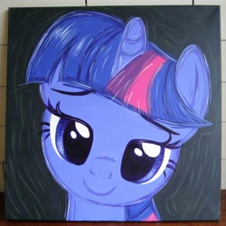 Size: 2000x2000 | Tagged: safe, artist:kp-shadowsquirrel, derpibooru import, twilight sparkle, pony, the ticket master, acrylic painting, bedroom eyes, bust, looking at you, portrait, smiling, solo, traditional art