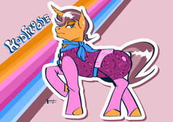 Size: 992x699 | Tagged: safe, artist:traupa, derpibooru import, oc, oc only, pony, unicorn, clothes, horn, looking at you, unicorn oc