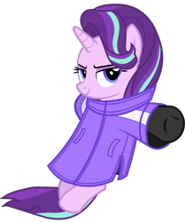 Size: 4843x5786 | Tagged: safe, artist:mlpmvguy, derpibooru import, starlight glimmer, pony, unicorn, absurd resolution, clothes, female, jacket, mare, simple background, smiling, smug, solo, transparent background, vector, vest