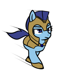 Size: 370x408 | Tagged: safe, artist:neuro, oc, oc only, earth pony, pony, armor, female, guardsmare, half cat, helmet, hoof shoes, mare, royal guard, simple background, solo, transparent background, two legged creature
