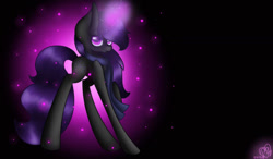 Size: 1280x750 | Tagged: safe, artist:prettyshinegp, derpibooru import, oc, oc only, pony, unicorn, female, glowing, glowing horn, horn, mare, signature, solo, unicorn oc