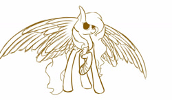 Size: 1280x750 | Tagged: safe, artist:prettyshinegp, derpibooru import, oc, oc only, pegasus, pony, female, lineart, mare, pegasus oc, raised hoof, raised leg, simple background, solo, white background