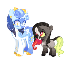 Size: 3261x2851 | Tagged: safe, artist:fcrestnymph, derpibooru import, oc, oc only, oc:north star, oc:scarlett surprise, alicorn, pony, unicorn, base used, female, filly, foal, magical lesbian spawn, mare, offspring, parent:fluttershy, parent:king sombra, parent:trixie, parent:twilight sparkle, parents:sombrashy, parents:twixie, simple background, transparent background