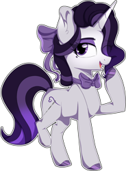 Size: 1280x1741 | Tagged: safe, artist:maximumpiracy, derpibooru import, oc, oc only, pony, unicorn, amputee, beauty mark, bow, bowtie, female, hair bow, looking at you, mare, open mouth, open smile, simple background, smiling, smiling at you, solo, transparent background, white outline