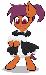 Size: 2521x4096 | Tagged: safe, artist:veeayydee, derpibooru import, oc, oc:vee, pegasus, pony, bipedal, clothes, maid, simple background, solo, standing, white background