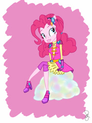 Size: 768x1024 | Tagged: safe, artist:ilaria122, derpibooru import, pinkie pie, equestria girls, legend of everfree, alternate hairstyle, clothes, crystal guardian, simple background, solo, transparent background