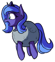 Size: 250x283 | Tagged: safe, artist:rocket-lawnchair, derpibooru import, edit, princess luna, alicorn, pony, angry, clothes, costume, crown, female, filly, foal, horn, jewelry, moon, regalia, s1 luna, simple background, transparent background, woona, young luna, younger