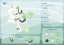 Size: 1000x700 | Tagged: safe, artist:eiine, derpibooru import, oc, oc only, oc:crystal rose, original species, pony, unicorn, aqua equos, closed species, reference sheet, solo