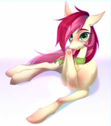 Size: 2832x3200 | Tagged: safe, artist:satan, derpibooru import, roseluck, pony, :p, behaving like a cat, collar, commission, commissioner:doom9454, cute, lying down, pet tag, pony pet, rosepet, tongue, tongue out