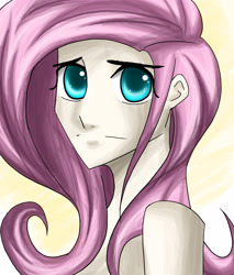 Size: 2550x3000 | Tagged: safe, artist:tao-mell, derpibooru import, fluttershy, human, bust, female, humanized, solo