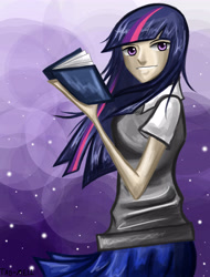 Size: 3285x4324 | Tagged: safe, artist:tao-mell, derpibooru import, twilight sparkle, human, book, clothes, female, humanized