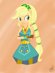 Size: 768x1024 | Tagged: safe, artist:ilaria122, derpibooru import, applejack, equestria girls, legend of everfree, clothes, crystal guardian, gloves, simple background, solo, transparent background