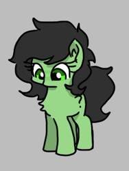 Size: 246x327 | Tagged: safe, artist:plunger, ponerpics import, oc, oc only, oc:anon filly, earth pony, pony, adoranon, chest fluff, cute, earth pony oc, female, filly, foal, full body, gray background, hooves, looking down, mare, simple background, solo, standing
