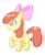 Size: 572x695 | Tagged: safe, artist:megamanmoimori5, derpibooru import, apple bloom, earth pony, pony, female, filly, foal, looking to side, looking to the left, raised hoof, raised leg, simple background, solo, white background