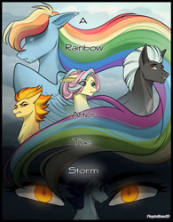 Size: 1024x1314 | Tagged: safe, artist:purplegrim40, derpibooru import, fluttershy, rainbow dash, soarin', spitfire, thunderlane, pony, comic:a rainbow after the storm, comic