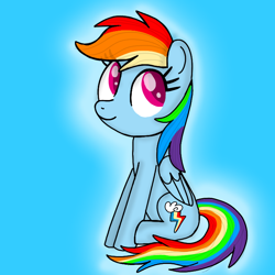 Size: 720x720 | Tagged: safe, artist:mlplary6, derpibooru import, rainbow dash, pegasus, pony, backwards cutie mark, cute, dashabetes, female, mare, sitting, smiling, solo