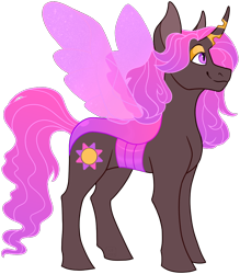 Size: 926x1057 | Tagged: safe, artist:malphym, derpibooru import, oc, oc:rubelite tourmaline, changepony, hybrid, female, magical lesbian spawn, offspring, parent:princess celestia, parent:queen chrysalis, parents:chryslestia, simple background, solo, transparent background