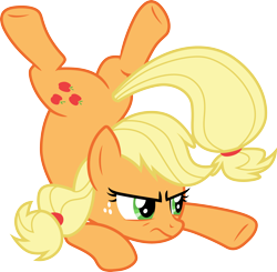 Size: 3066x3000 | Tagged: safe, artist:cloudyglow, derpibooru import, applejack, earth pony, pony, father knows beast, .ai available, butt, face down ass up, female, freckles, frown, full body, high res, mare, narrowed eyes, plot, simple background, solo, tail, transparent background, vector