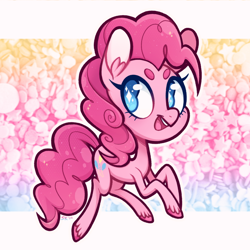 Size: 1000x1000 | Tagged: safe, artist:soulkillur, derpibooru import, pinkie pie, earth pony, pony, beanbrows, cute, diapinkes, ear fluff, ears, eyebrows, female, mare, open mouth, solo, unshorn fetlocks