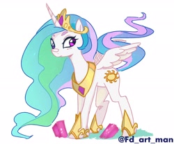 Size: 3000x2500 | Tagged: safe, artist:fd, derpibooru import, princess celestia, alicorn, pony, female, frown, mare, simple background, solo, white background