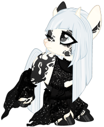 Size: 1332x1623 | Tagged: safe, artist:kawaiighetto, derpibooru import, oc, oc only, pony, clothes, eyelashes, female, hoof polish, horns, mare, one eye closed, simple background, smiling, solo, tattoo, transparent background, wink