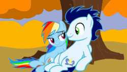 Size: 1000x562 | Tagged: safe, artist:mlplary6, derpibooru import, rainbow dash, soarin', pegasus, pony, animated, autumn, cute, dashabetes, female, gif, leaves, looking at each other, looking at someone, male, mare, shipping, smiling, smiling at each other, soarinbetes, soarindash, stallion, straight, tree, windswept hair, windswept mane