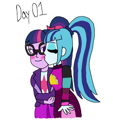 Size: 2000x2133 | Tagged: safe, artist:ktd1993, derpibooru import, sci-twi, sonata dusk, twilight sparkle, equestria girls, female, kiss on the cheek, kissing, lesbian, pride, pride month, shipping, simple background, transparent background, twinata