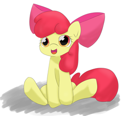 Size: 3297x3138 | Tagged: safe, artist:up_p_ab, derpibooru import, apple bloom, earth pony, pony, female, filly, foal, happy, simple background, sitting, solo, white background