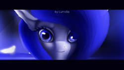 Size: 2000x1125 | Tagged: safe, artist:lumolla, derpibooru import, oc, pegasus, pony, blue background, blue eyes, blue hair, monochrome, simple background, solo