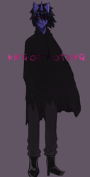 Size: 1520x3000 | Tagged: safe, artist:sleepymist, derpibooru import, oc, oc only, anthro, unicorn, anthro oc, cape, clothes, emo, goth, gothic, horn, lore, mist, torn clothes, unicorn oc