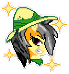 Size: 1125x1200 | Tagged: safe, artist:epicvon, artist:legenddestroye, derpibooru import, daring do, pegasus, pony, bust, female, grin, looking at you, manepxls, mare, one eye covered, pixel art, pxls.space, simple background, smiling, solo, sparkles, transparent background