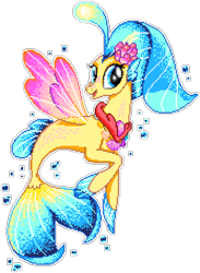 Size: 1038x1416 | Tagged: safe, artist:epicvon, artist:reynardadiputra, derpibooru import, princess skystar, seapony (g4), my little pony: the movie, bubble, female, jewelry, looking at you, manepxls, necklace, pixel art, pxls.space, shell, simple background, transparent background