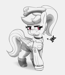 Size: 1045x1200 | Tagged: safe, artist:pabbley, derpibooru import, rainbow dash, pegasus, pony, unicorn, female, mare, open mouth, partial color, simple background, skull and crossbones, solo, white background