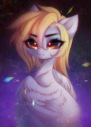 Size: 1012x1409 | Tagged: safe, artist:shenki, derpibooru import, derpy hooves, pegasus, pony, abstract background, female, mare, solo, underp