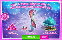 Size: 1034x680 | Tagged: safe, derpibooru import, merpony, advertisement, azure mermare, costs real money, gameloft, gem, official, sale