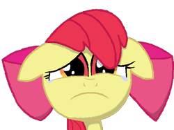 Size: 600x450 | Tagged: safe, artist:scootaloormayfly, derpibooru import, apple bloom, earth pony, pony, bow, crying, cute, hair bow, pink bow, pixel art, sad, sadorable, simple background, solo, transparent background