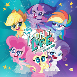Size: 3000x3000 | Tagged: safe, derpibooru import, applejack, fluttershy, pinkie pie, rainbow dash, rarity, twilight sparkle, twilight sparkle (alicorn), alicorn, pegasus, pony, unicorn, my little pony: pony life, itunes, mane six, my little pony logo, official