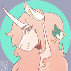 Size: 1000x1000 | Tagged: safe, artist:gothalite, derpibooru import, oc, oc only, pony, unicorn, bust, horn, signature, smiling, solo, unicorn oc