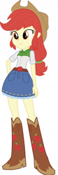 Size: 549x1655 | Tagged: safe, artist:thehumanboywonder, derpibooru import, applejack, equestria girls, belt, boots, clothes, cowboy boots, cowboy hat, hat, high heel boots, palette swap, recolor, shirt, shoes, simple background, skirt, solo, white background