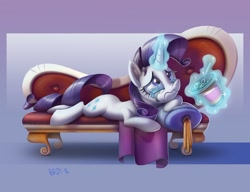 Size: 2048x1575 | Tagged: safe, artist:brdte, derpibooru import, rarity, pegasus, pony, crying, fainting couch, female, food, ice cream, lying down, mare, marshmelodrama, prone, rarity being rarity, solo, wavy mouth