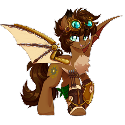 Size: 900x900 | Tagged: safe, artist:star-theft, derpibooru import, oc, bat pony, pony, amputee, arrow, artificial wings, augmented, goggles, prosthetic limb, prosthetic wing, prosthetics, simple background, solo, transparent background, wings