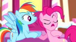 Size: 1280x720 | Tagged: safe, derpibooru import, screencap, pinkie pie, rainbow dash, pony, pinkie pride