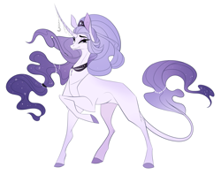 Size: 2641x2092 | Tagged: safe, artist:marbola, derpibooru import, oc, oc only, pony, unicorn, ethereal mane, female, horn, horn jewelry, jewelry, leonine tail, long horn, magical lesbian spawn, mare, offspring, parent:fleur-de-lis, parent:princess luna, simple background, solo, starry mane, tail, white background