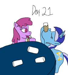 Size: 2000x2222 | Tagged: safe, artist:ktd1993, derpibooru import, berry punch, berryshine, minuette, earth pony, pony, unicorn, alcohol, drinking, simple background, transparent background